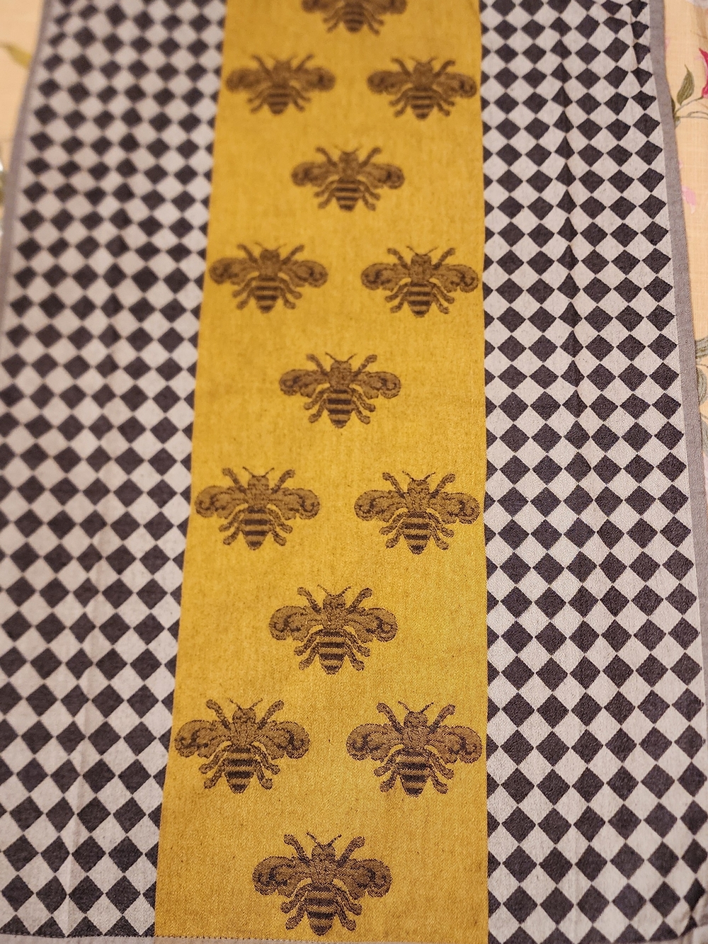 MacKenzie-Childs Black & Yellow Bee Stripe Kitchen Towel